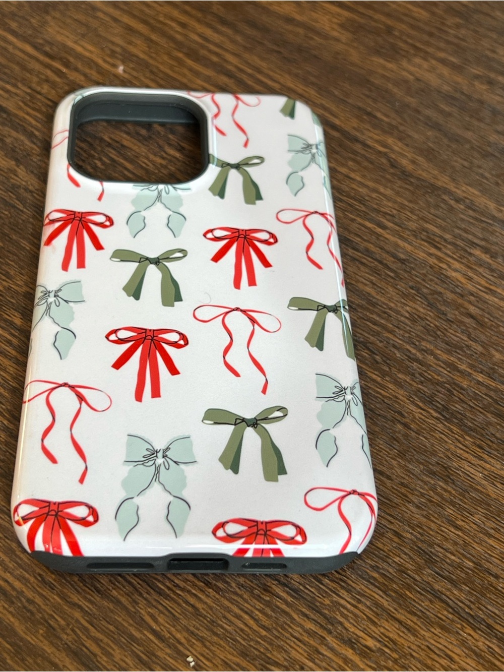 White Holiday Bow Pattern Phone Case - Red & Green